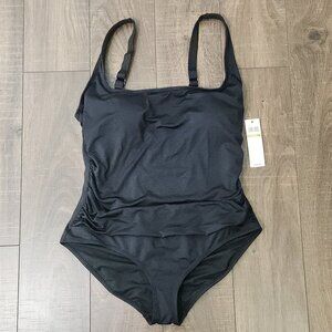 Anne Cole One Piece Bathing Suit Size 14 Black Swimwear